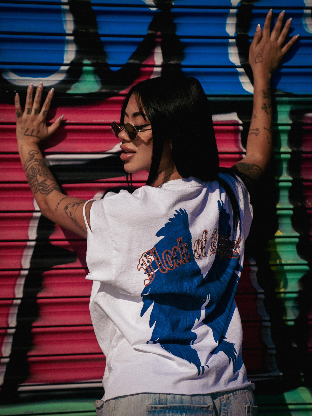 FOA ORANGE & BLUE SCROLL TEE