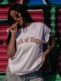 FOA ORANGE & BLUE SCROLL TEE